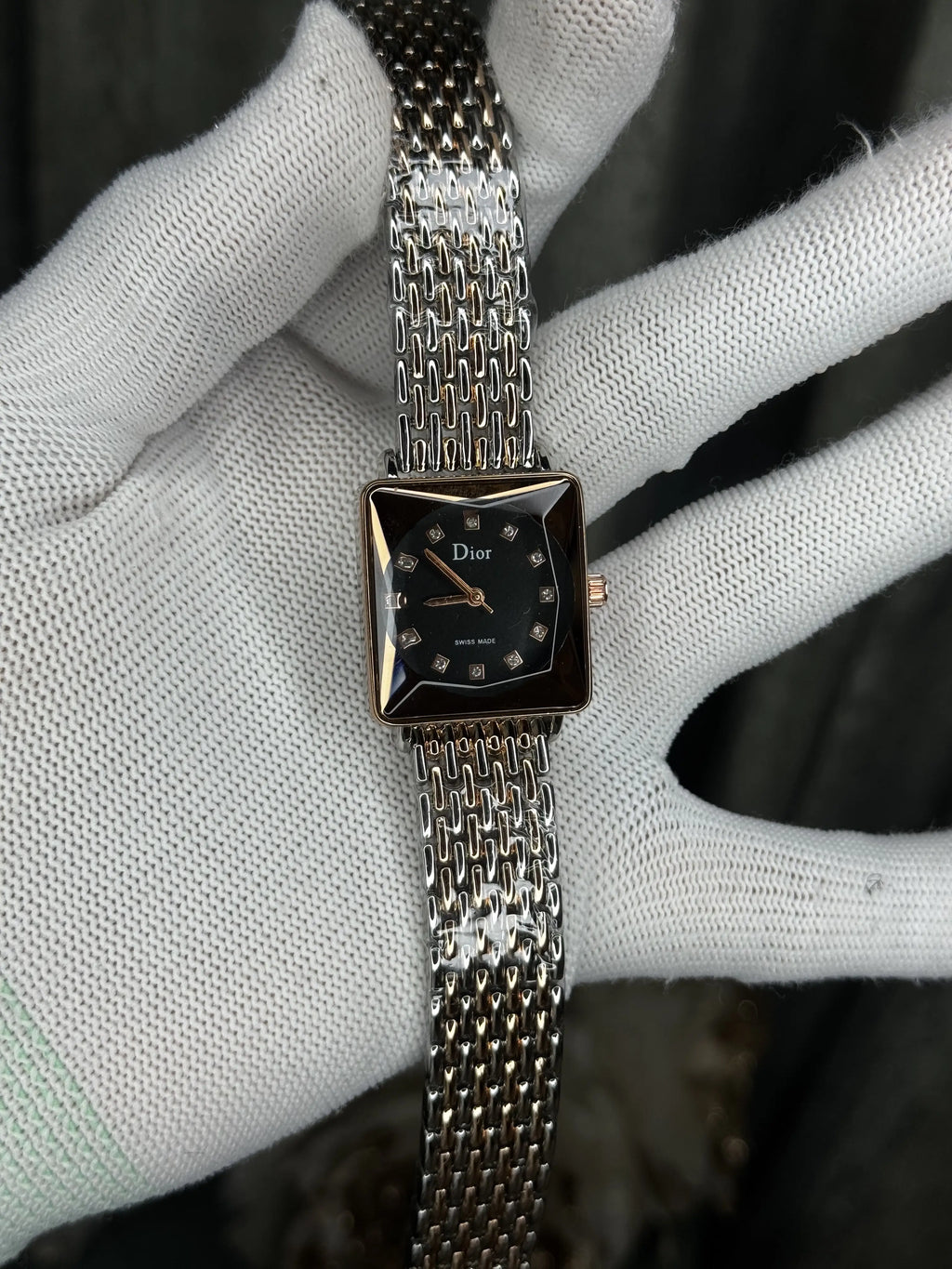 Dio r Dual Tone Black Square Premium Ladies Watch
