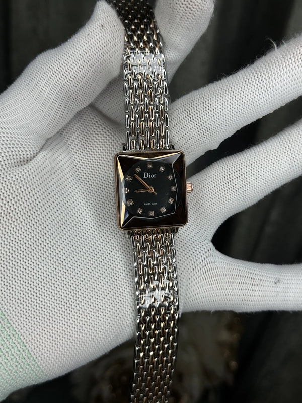 Dio r Dual Tone Black Square Premium Ladies Watch
