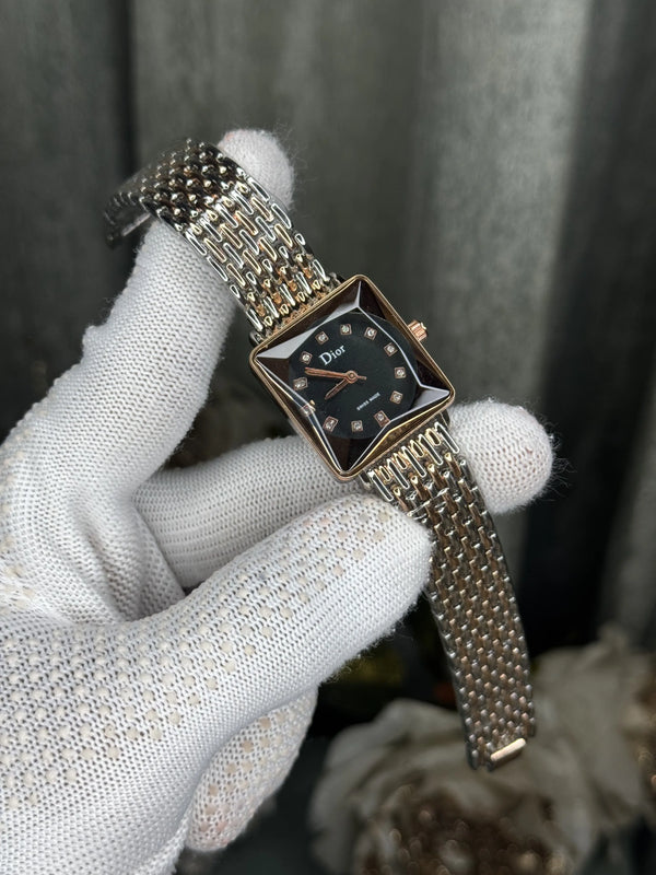 Dio r Dual Tone Black Square Premium Ladies Watch