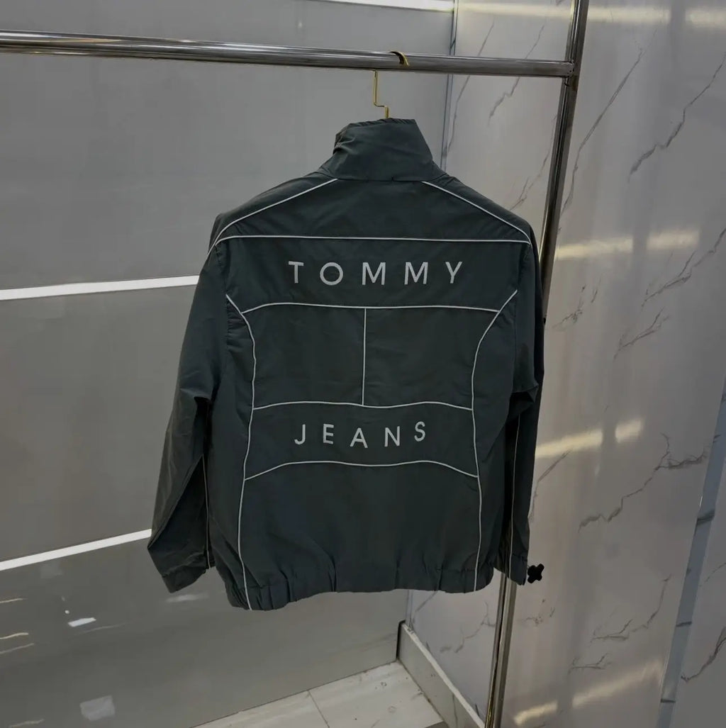 Tomm y Hilfige r Dark Grey Imported Premium WindBreaker Jacket