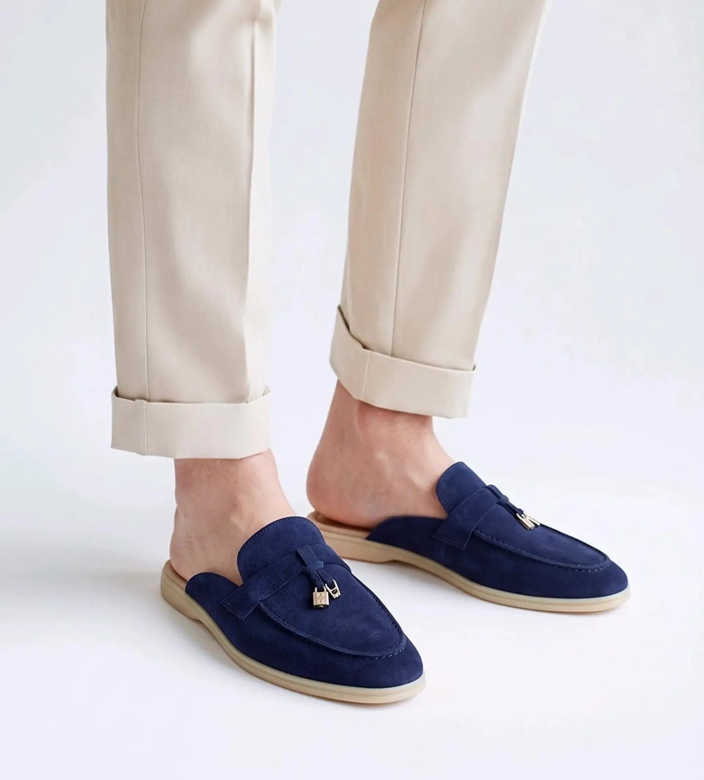 Loro_Piana Key Lock Slip-Ons Blue Main image