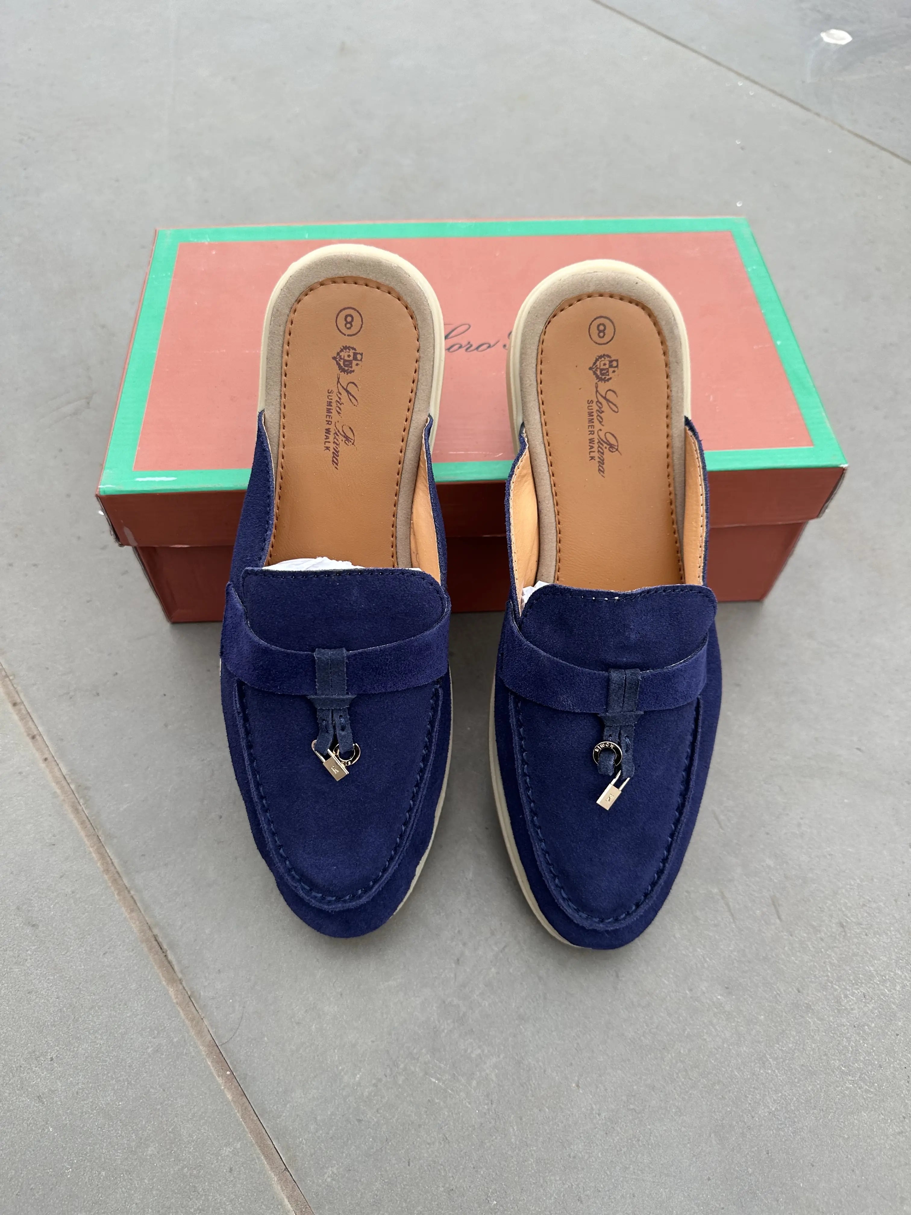Loro_Piana Key Lock Slip-Ons Blue Secondary image
