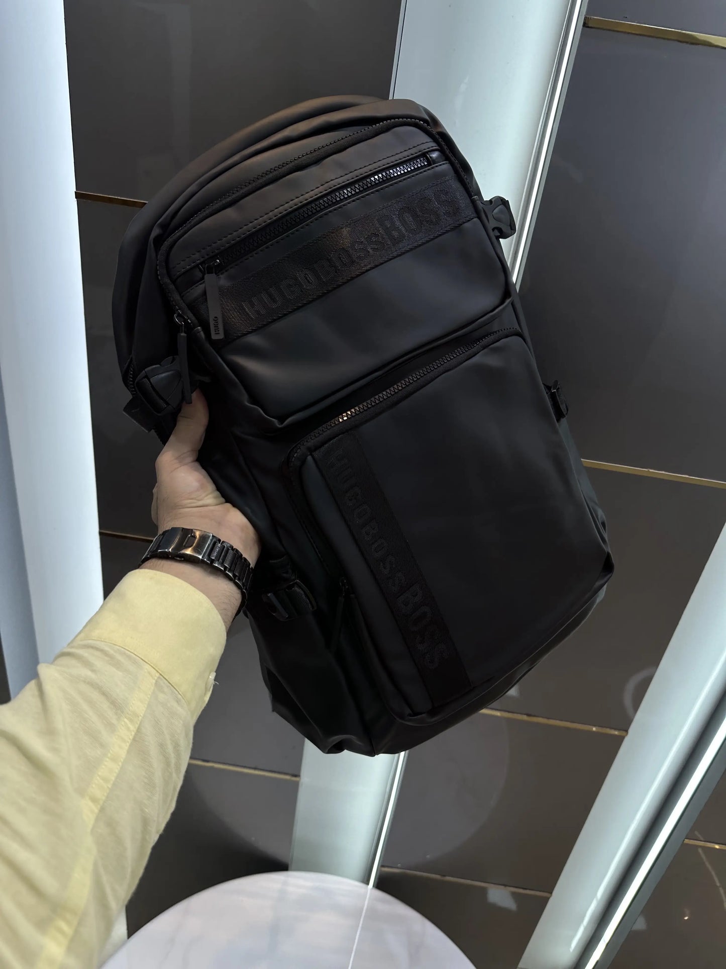 Hugo Bos s Luxury Imported Backpack Black b2978
