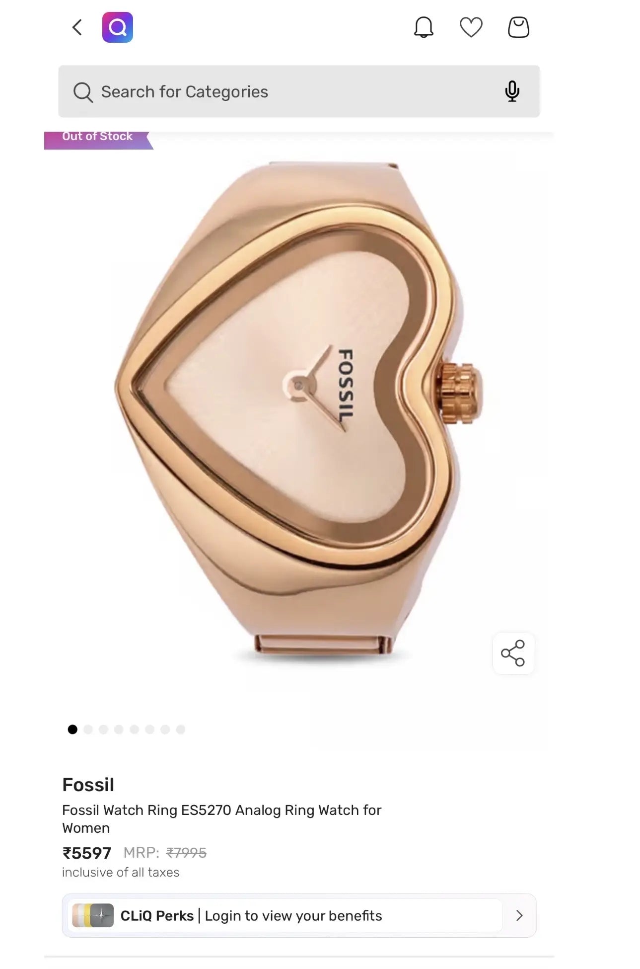 Fossi l Rose Gold Ring Analog Ladies Watch Main image