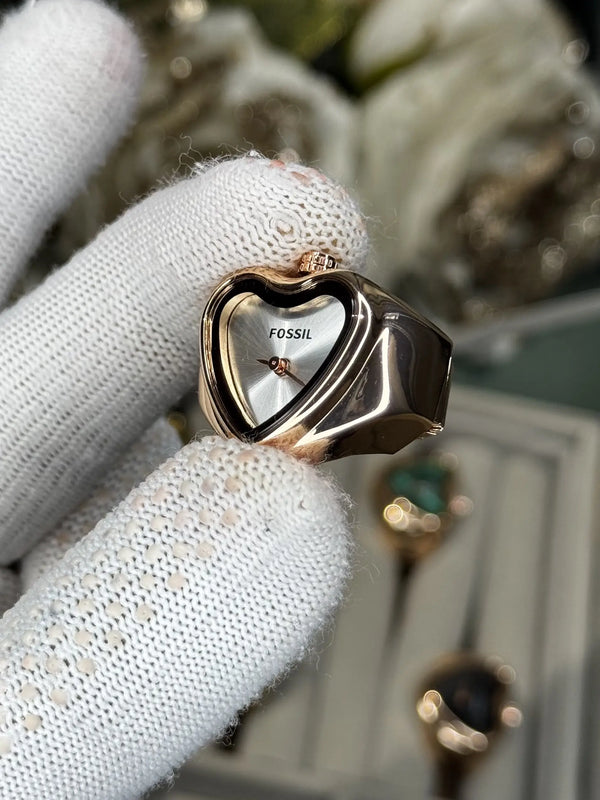 Fossi l Rose Gold White Ring Analog Ladies Watch