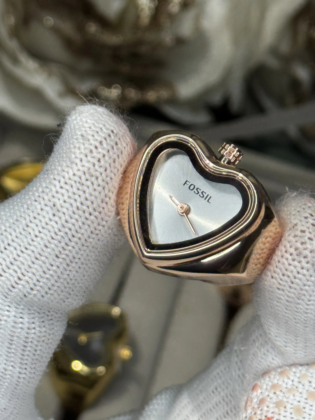 Fossi l Rose Gold White Ring Analog Ladies Watch