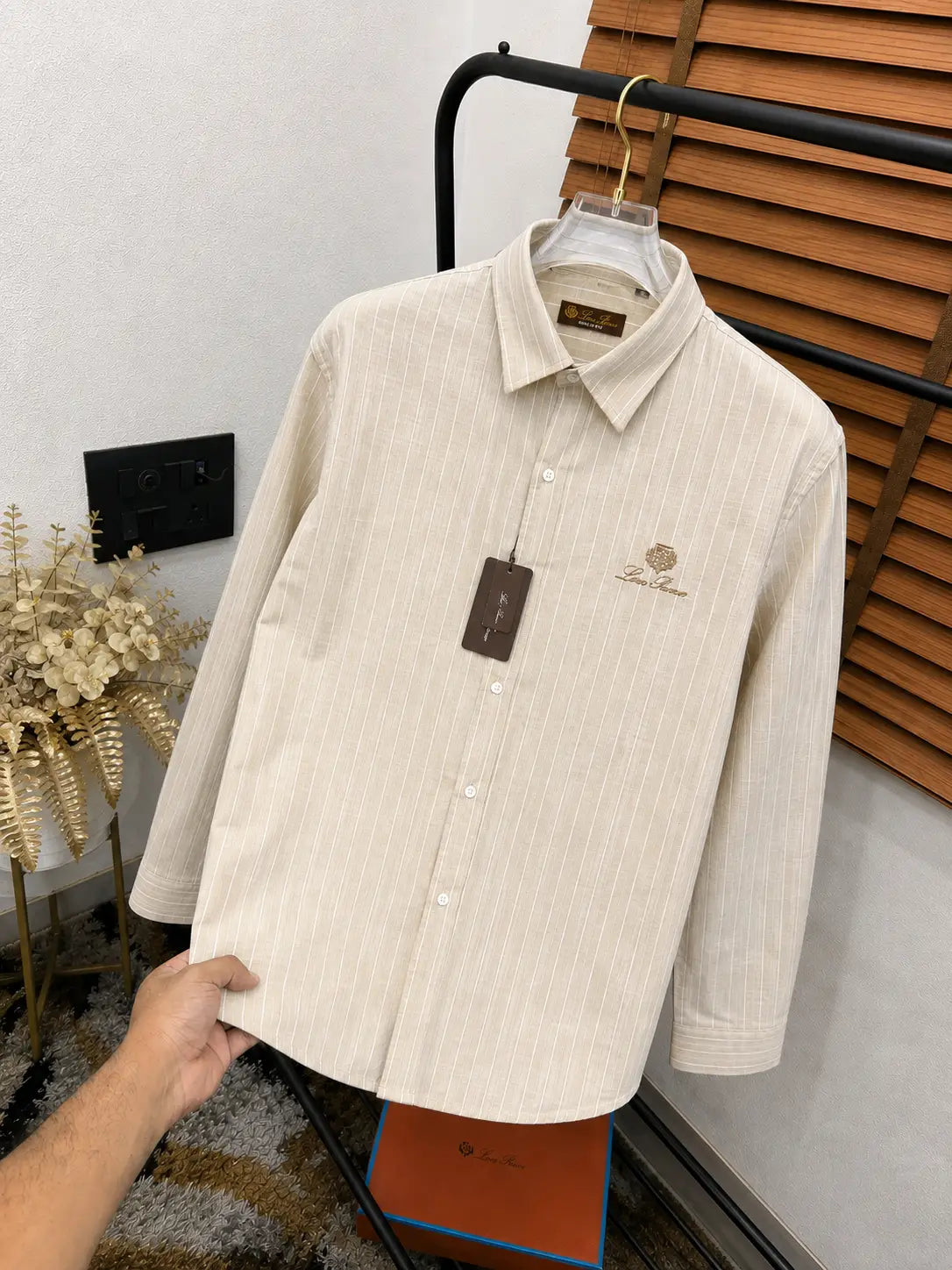 Loro Pian_a Imported Linen Premium Double Lining Shir With OG Box (DN 646)