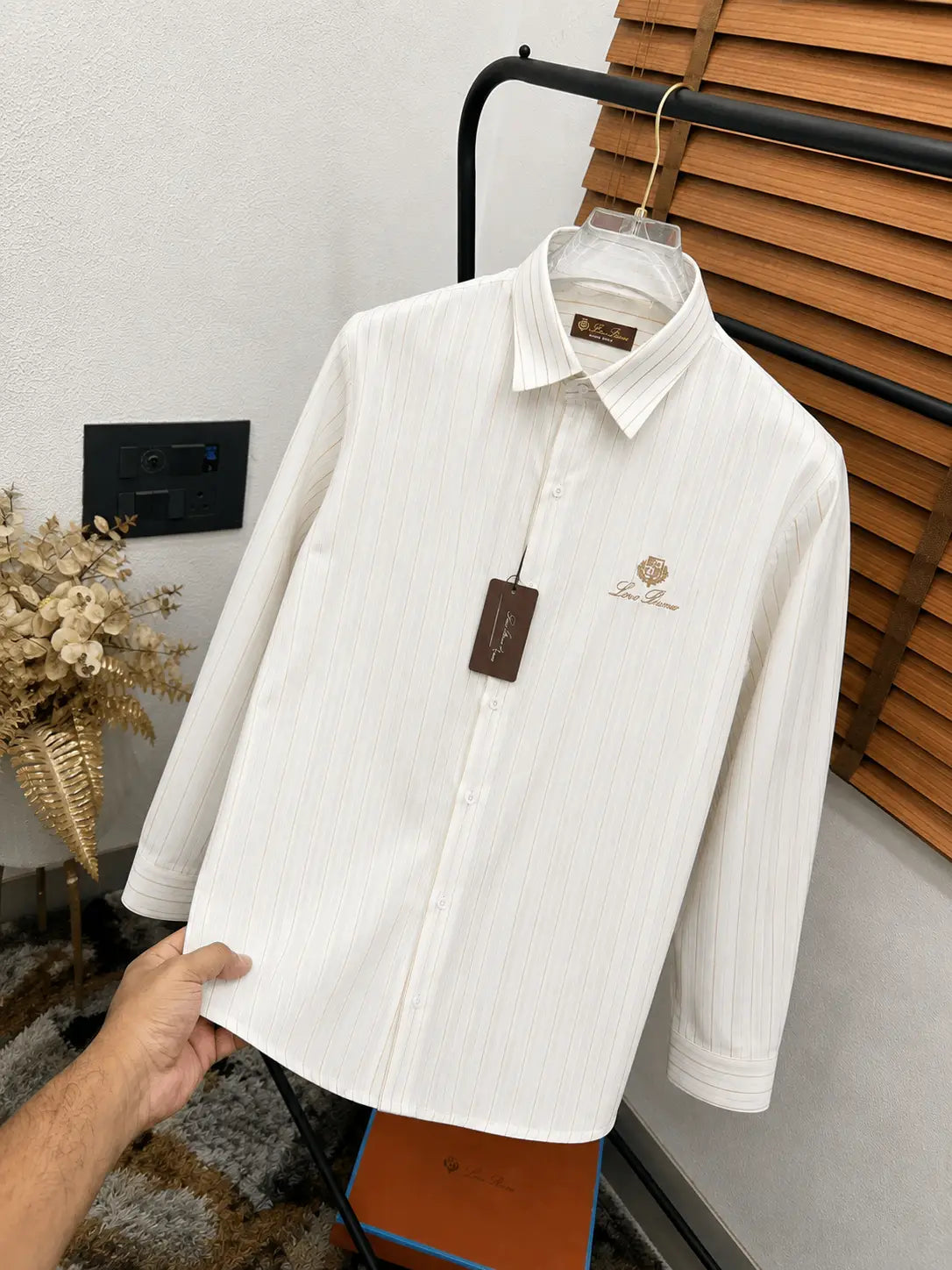 Loro Pian_a Imported Linen Premium Double Lining Shir With OG Box (DN 646)