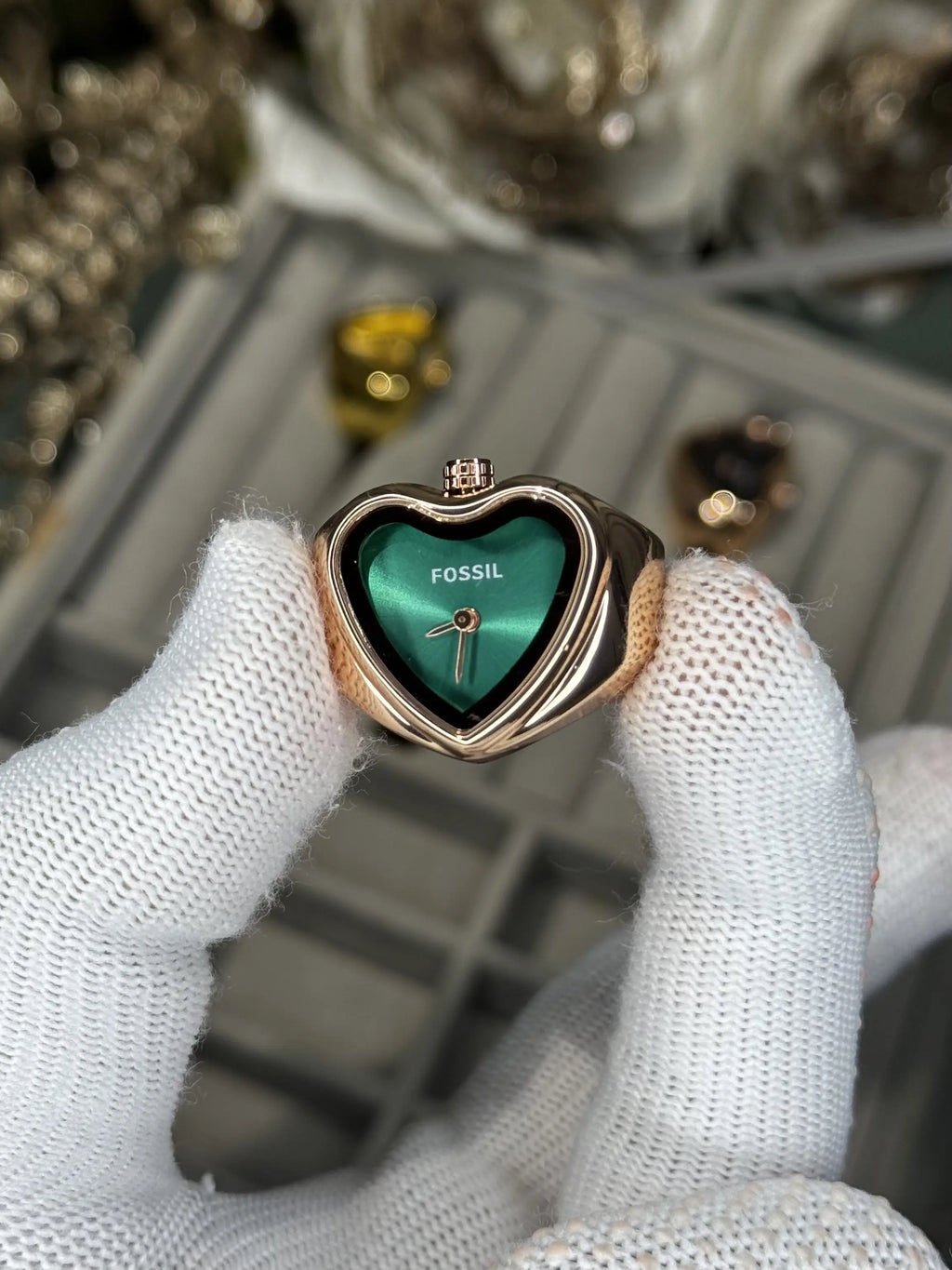 Fossi l Rose Gold Green Ring Analog Ladies Watch