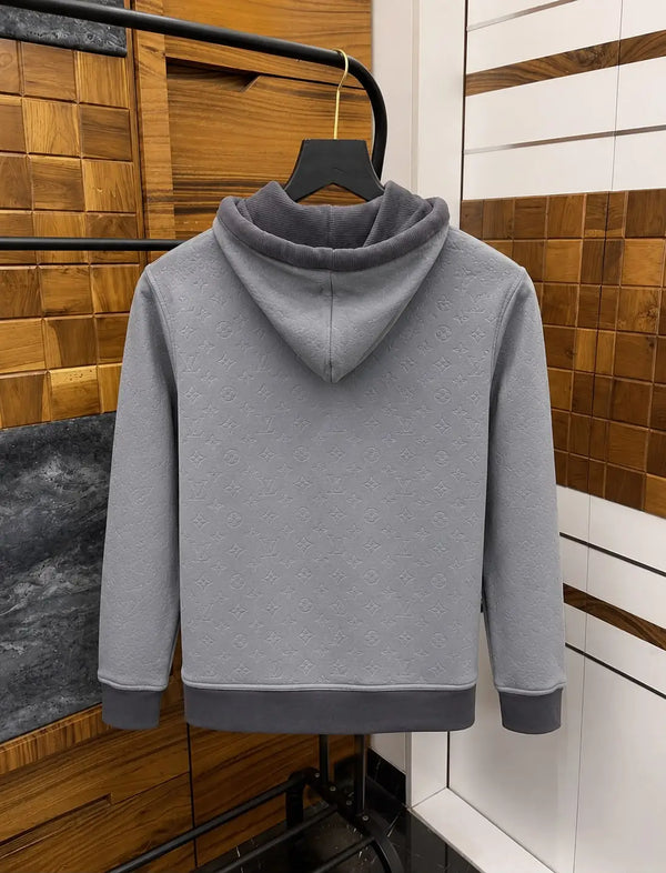 Loui_s Vuitton Monogram Embossed Imported Velvet Premium Zipper Hoodie