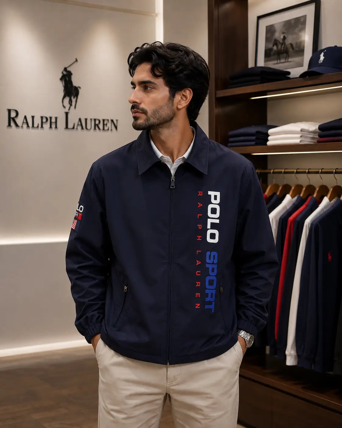Ralp h Lauren Navy Blue Imported Premium Bomber Jacket