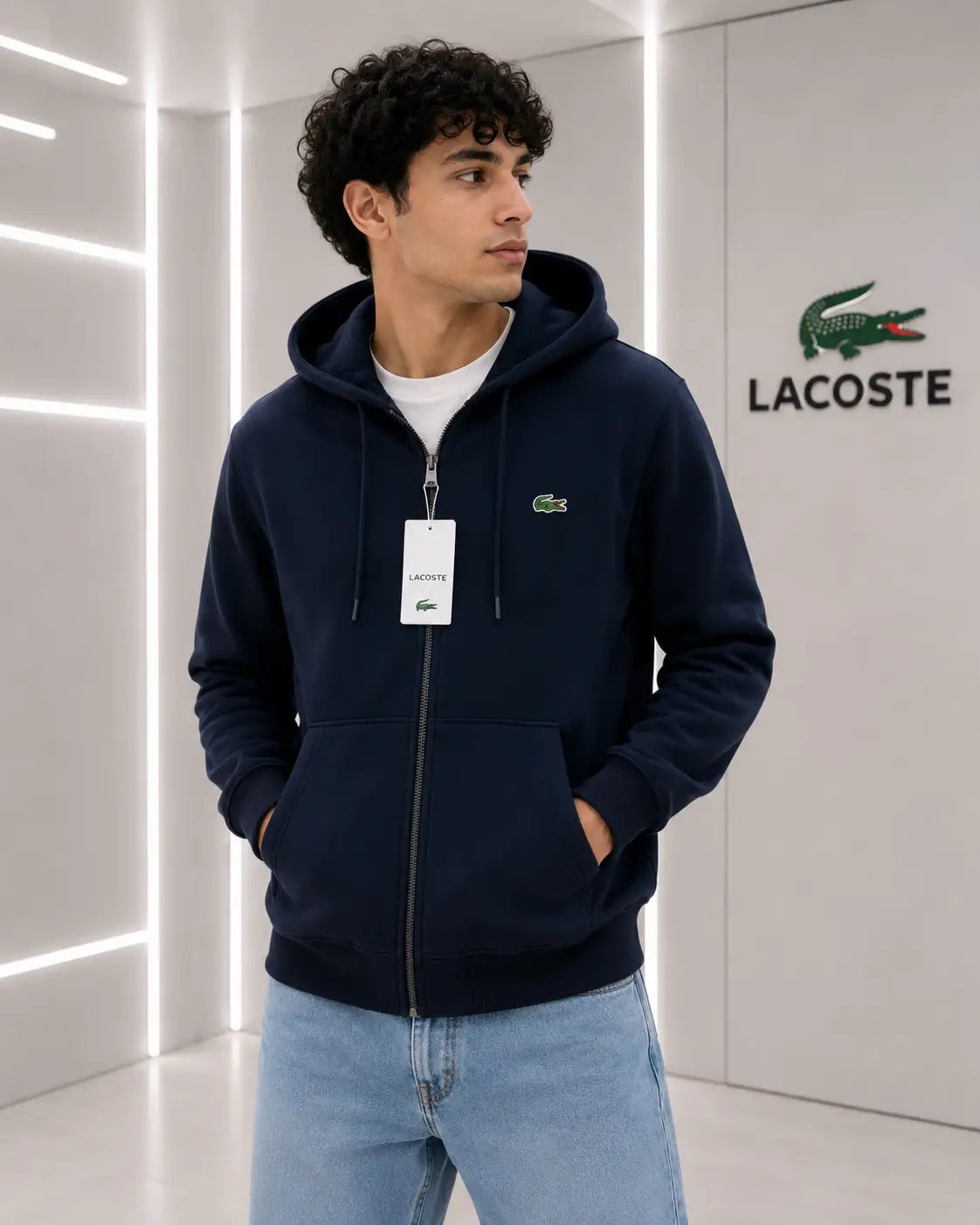 Lacost e Navy Blue Premium Zipper Jacket