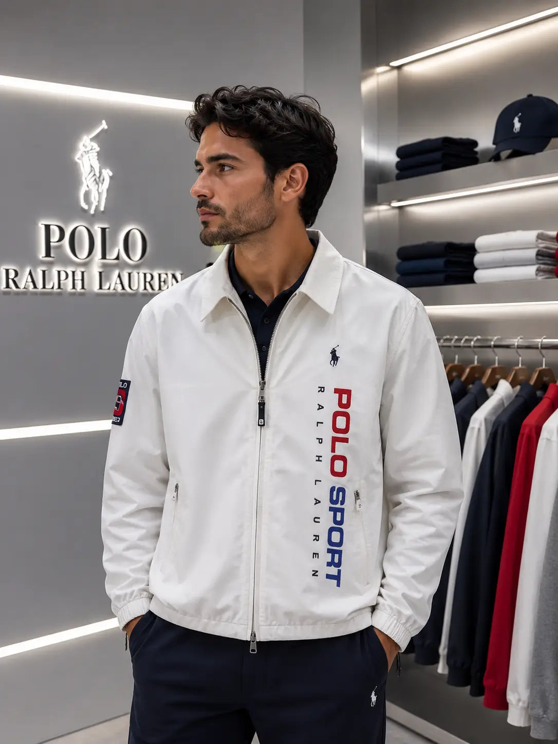 Ralp h Lauren White Imported Premium Bomber Jacket