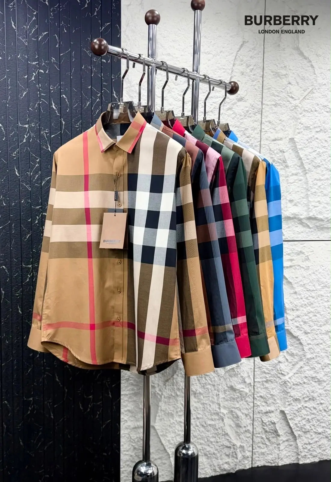 Burberr y Beige D 3 Checks Premium Shirt With Original Box