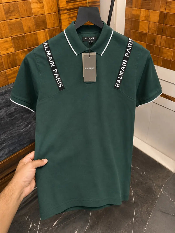 Balmai_n Paris Logo Strap Premium Polo T-shirt