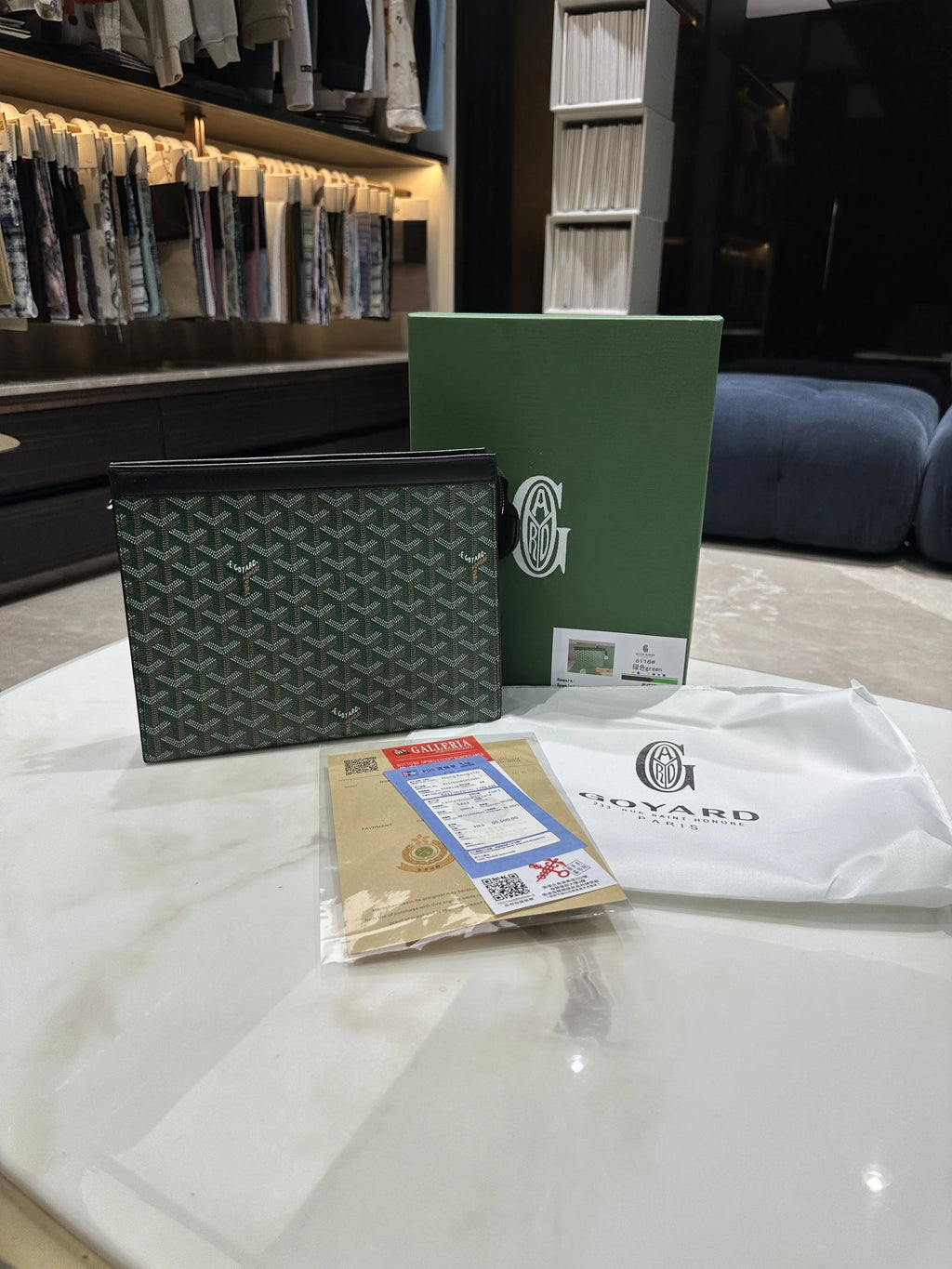 Goyar d Luxury Unisex Pochette Green With Box g568