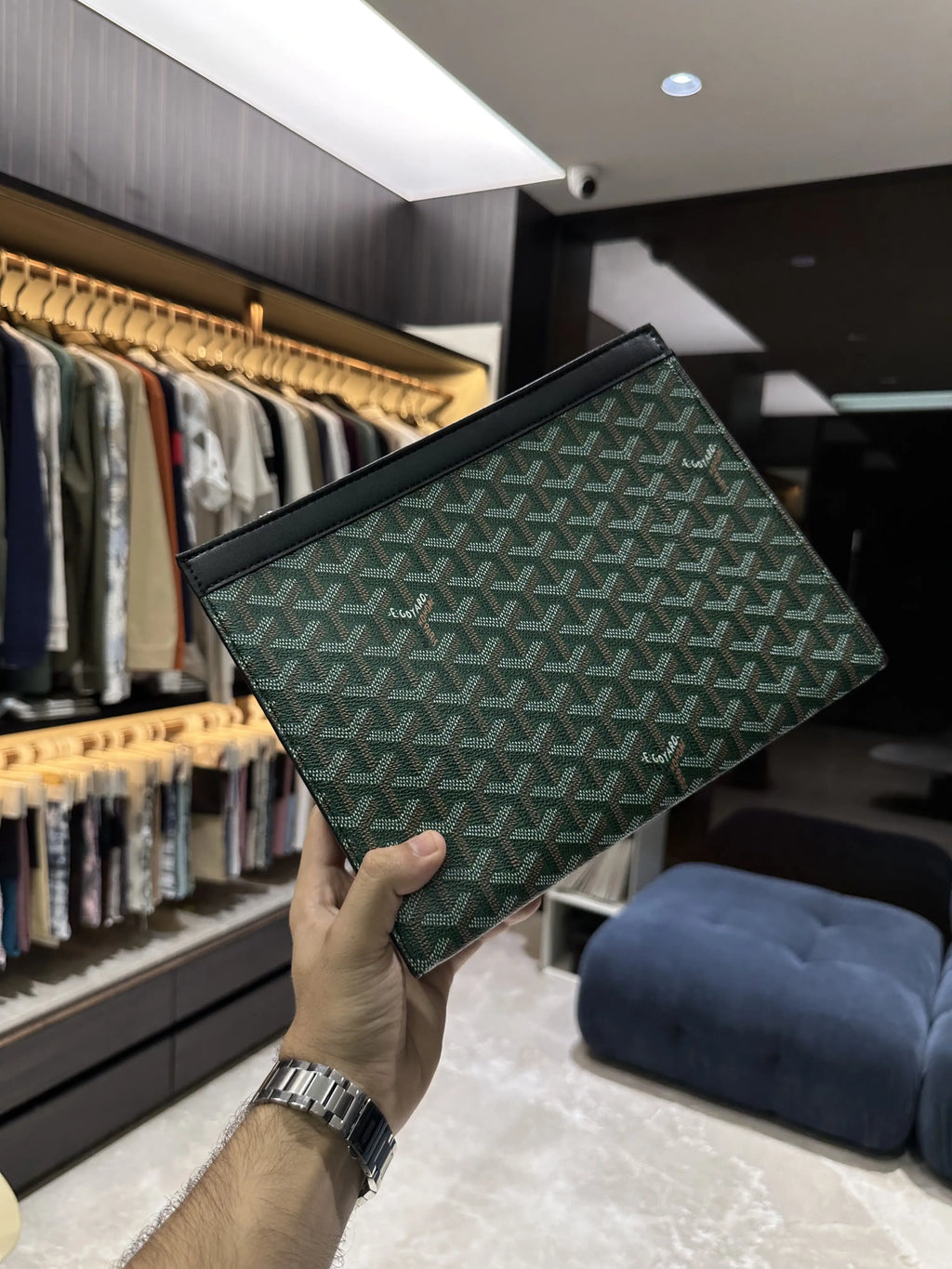 Goyar d Luxury Unisex Pochette Green With Box g568
