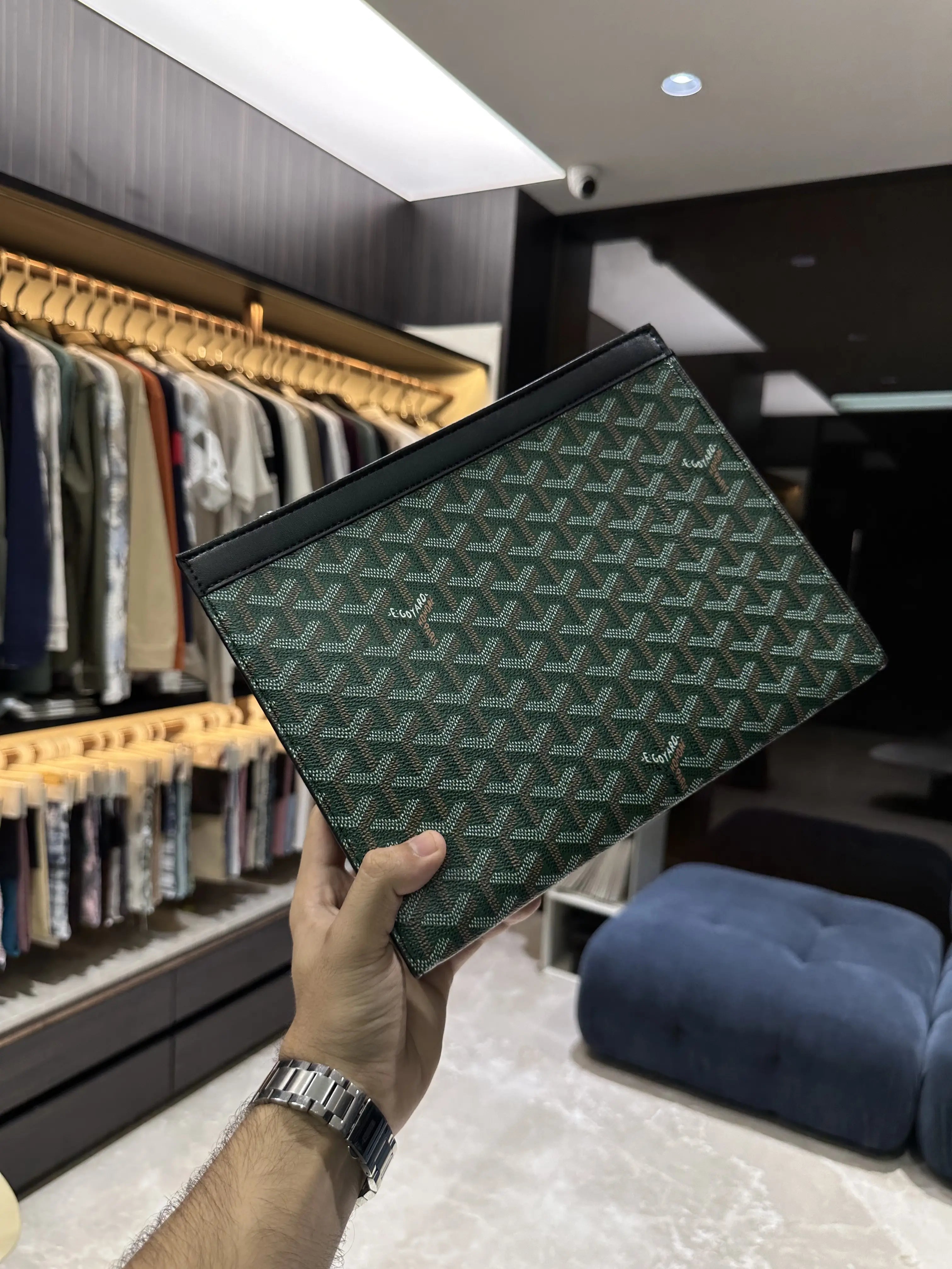 Goyar d Luxury Unisex Pochette Green With Box g568
