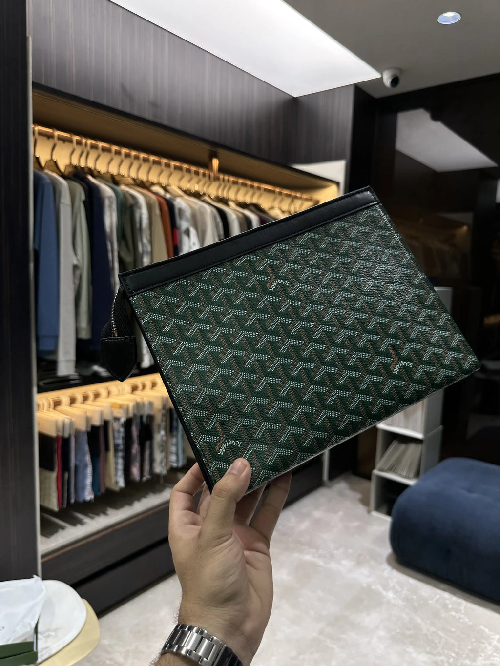 Goyar d Luxury Unisex Pochette Green With Box g568