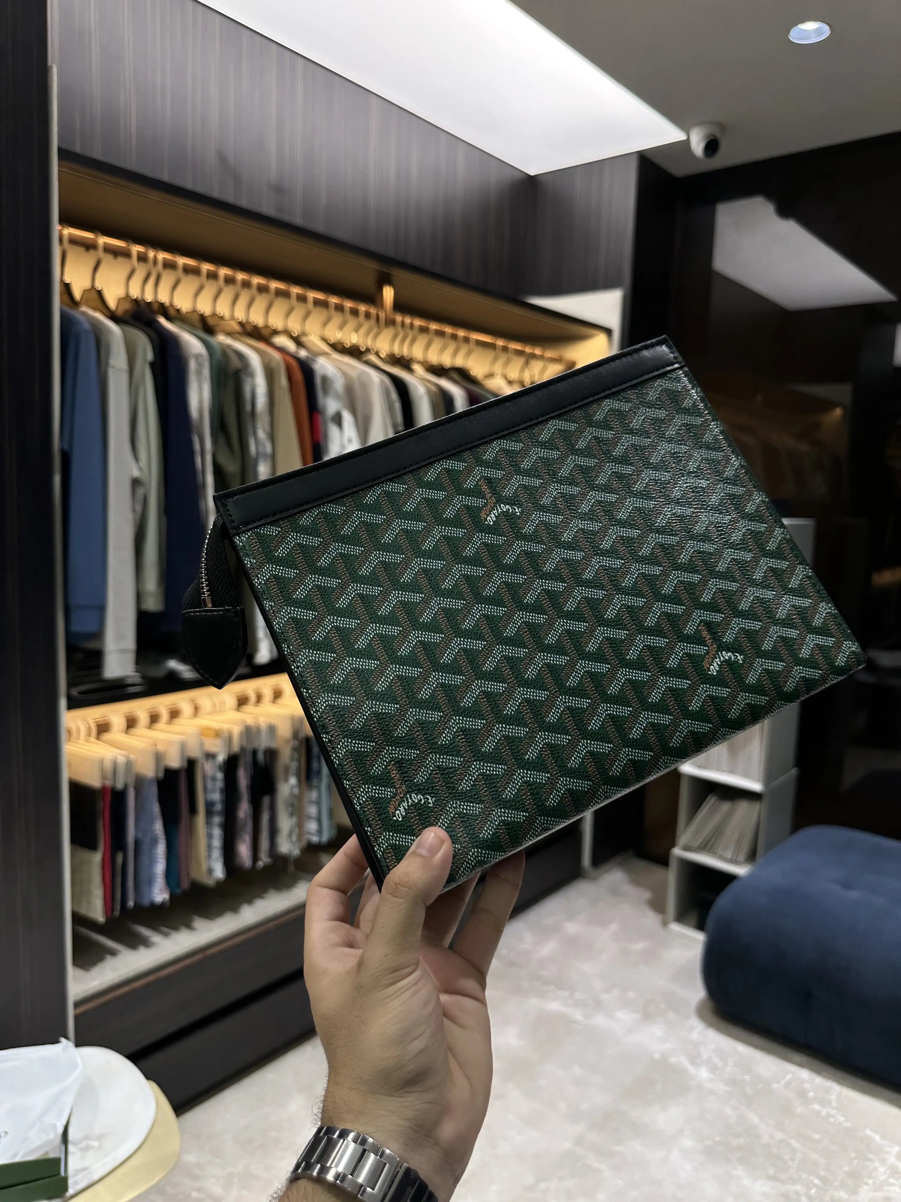 Goyar d Luxury Unisex Pochette Green With Box g568