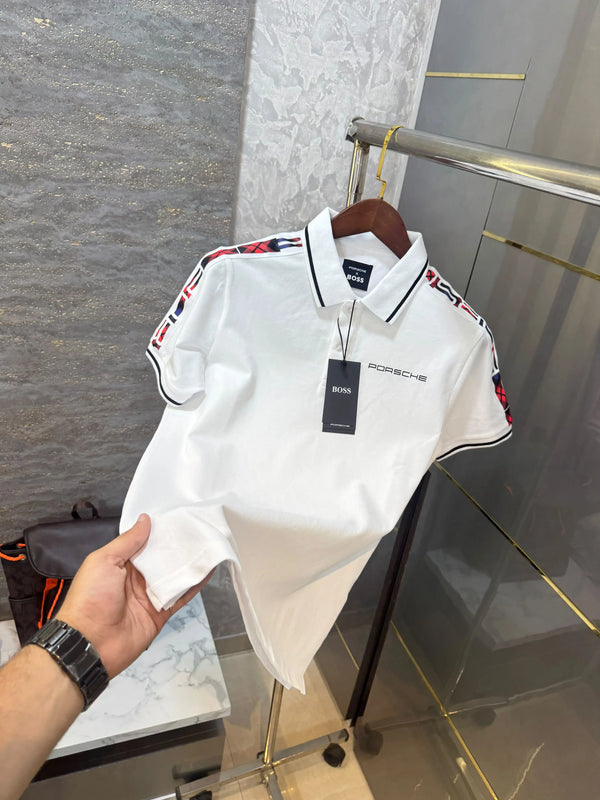 Hugo  Bos s X Porsche White Logo Work Premium Polo T-shirt