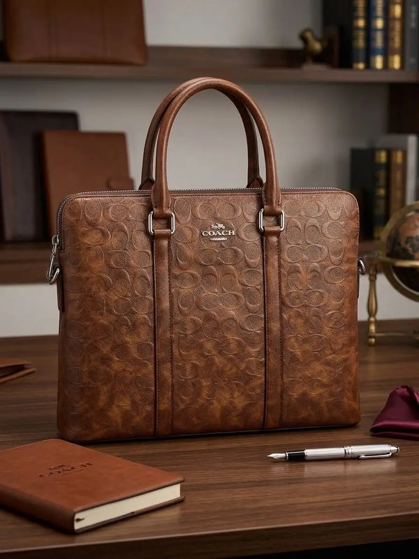 Coac h Brown Monogram Luxury Premium Imported Laptop Bag
