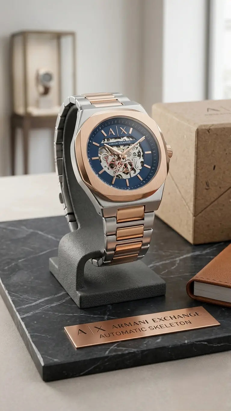 Arman i Exchange Skeleton Square Open Machine Rose Two Tone Blue Dial Main image