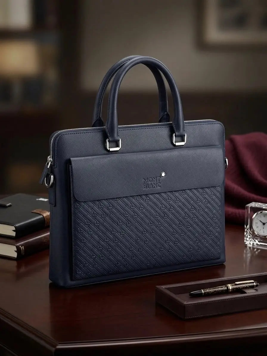 Mont Blan c Luxury Premium Imported Black Laptop Bag Blue mb567
