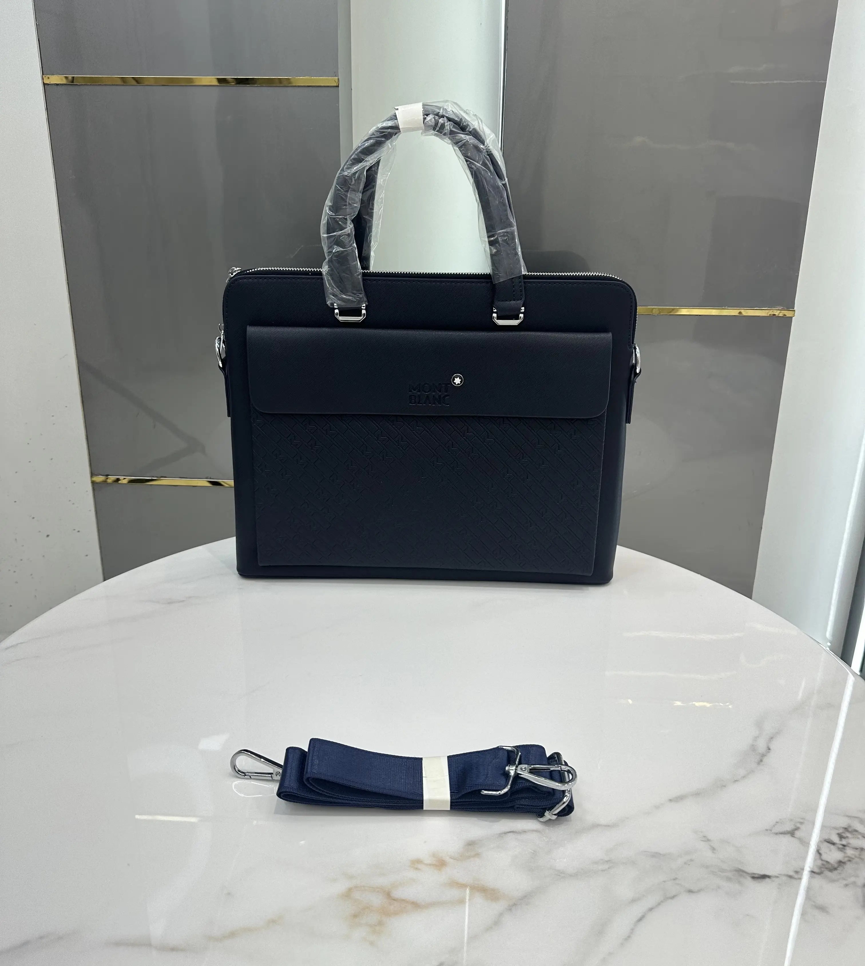 Mont Blan c Luxury Premium Imported Black Laptop Bag Blue mb567