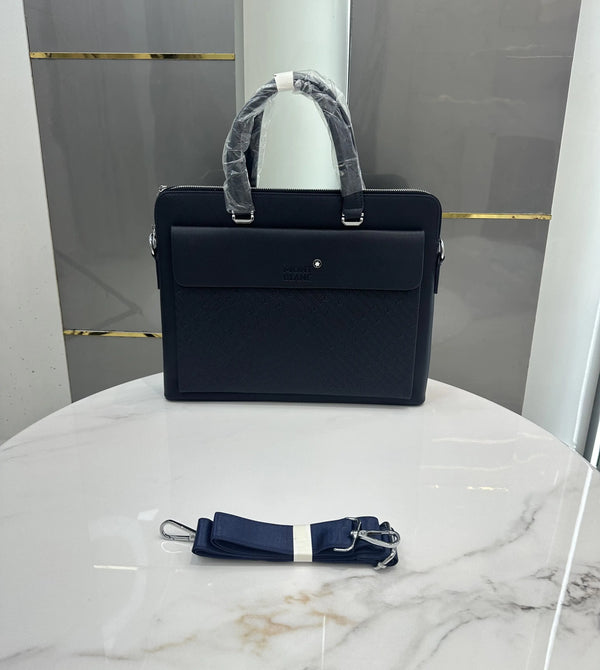 Mont Blan c Luxury Premium Imported Black Laptop Bag Blue mb567
