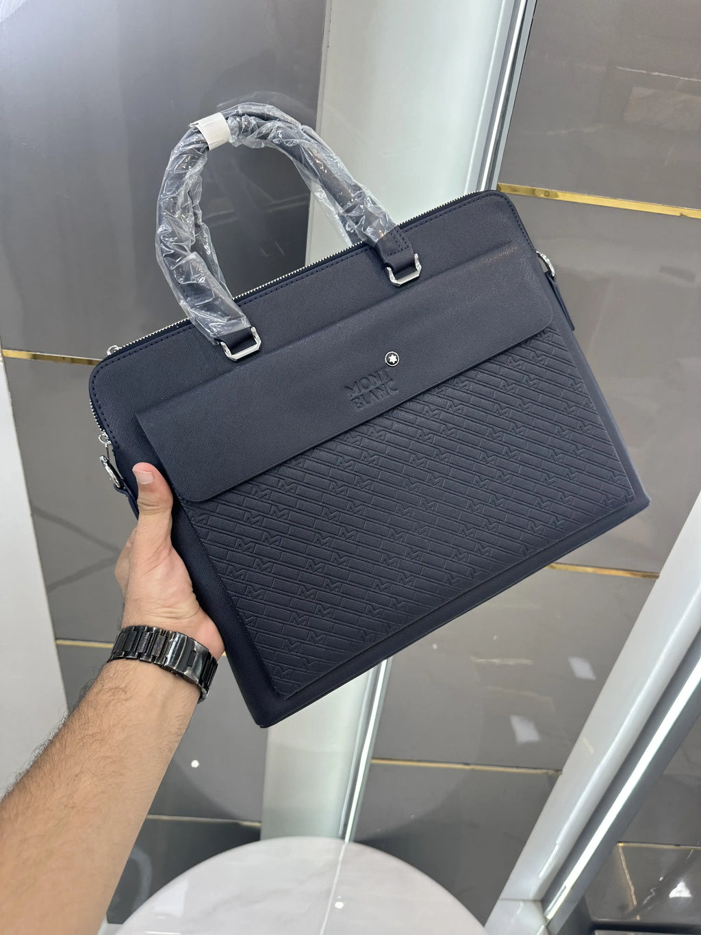 Mont Blan c Luxury Premium Imported Black Laptop Bag Blue mb567