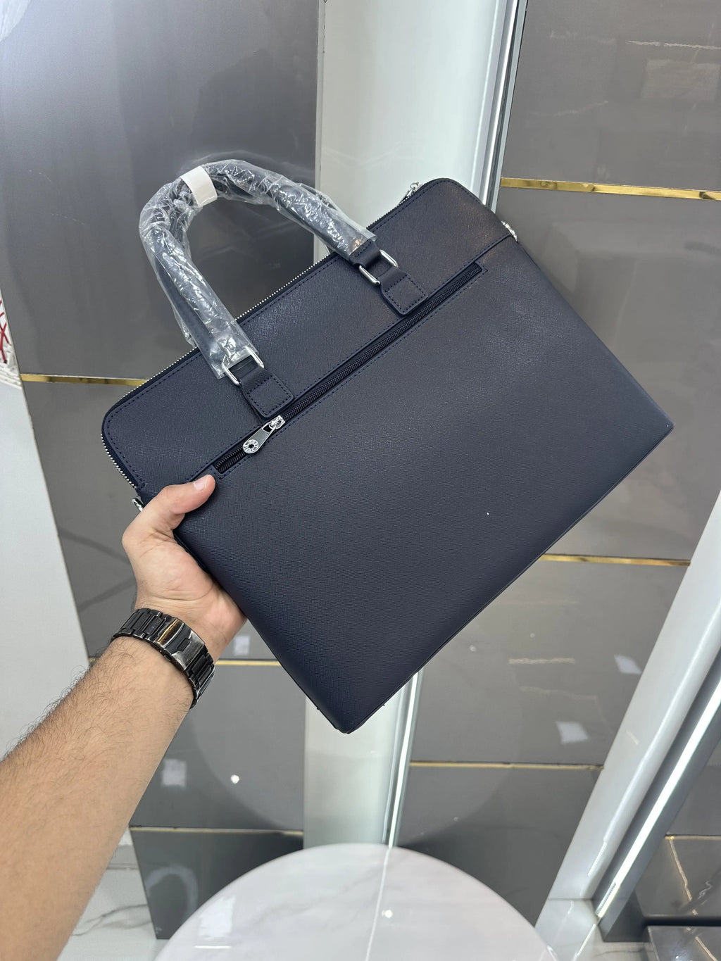Mont Blan c Luxury Premium Imported Black Laptop Bag Blue mb567