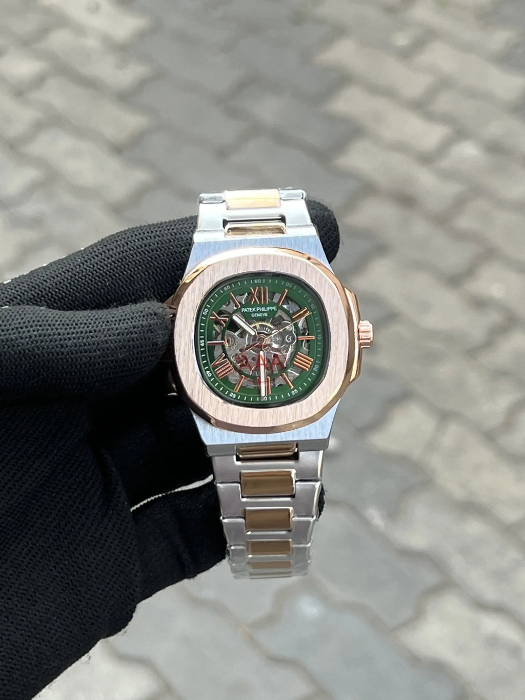 Patek Phillippe Automatic Skeleton Two Tone Rose Gold 