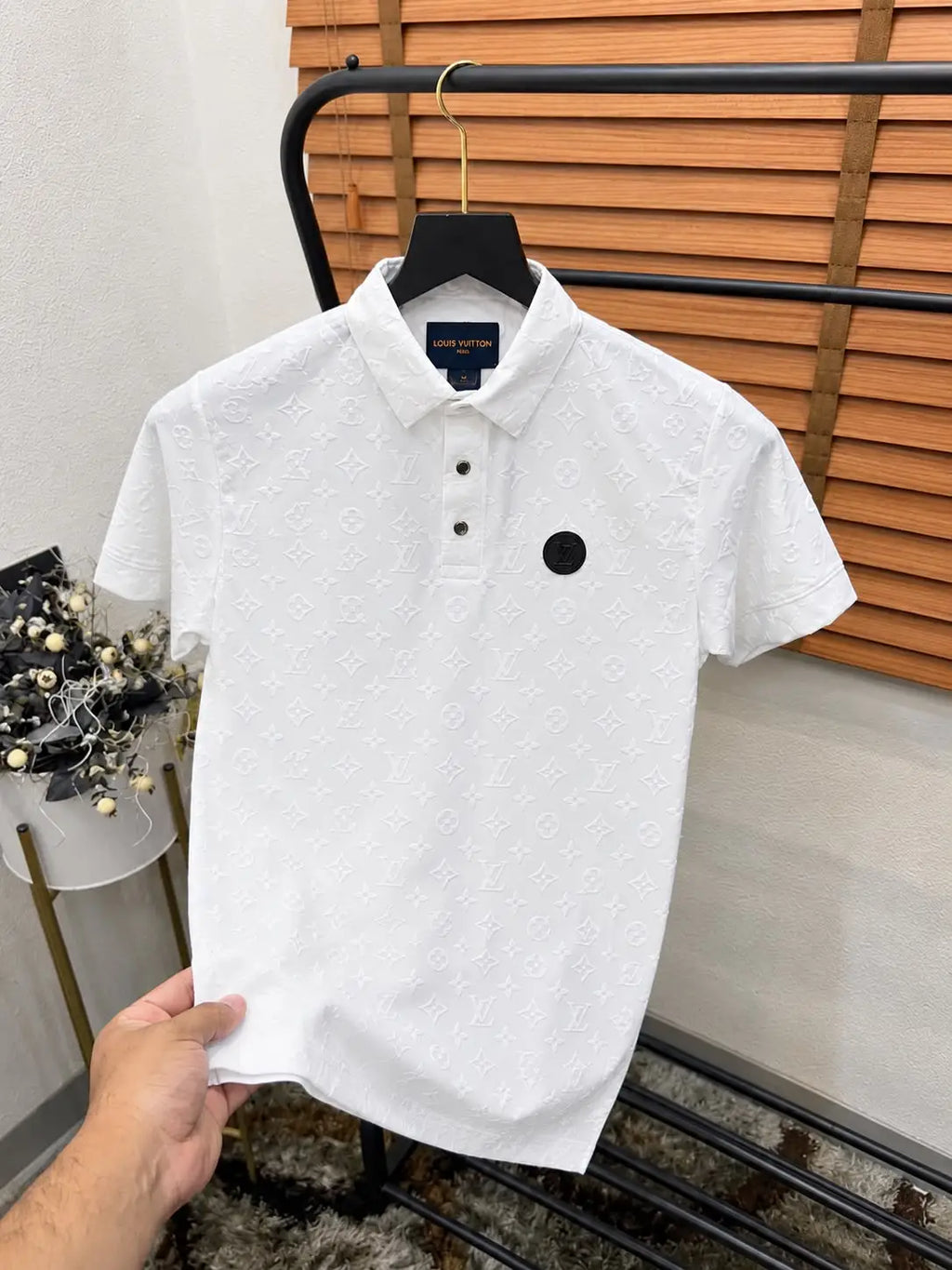 Loui_s Vuitton Monogram Embossed Self Print Imported Polo T-shirt