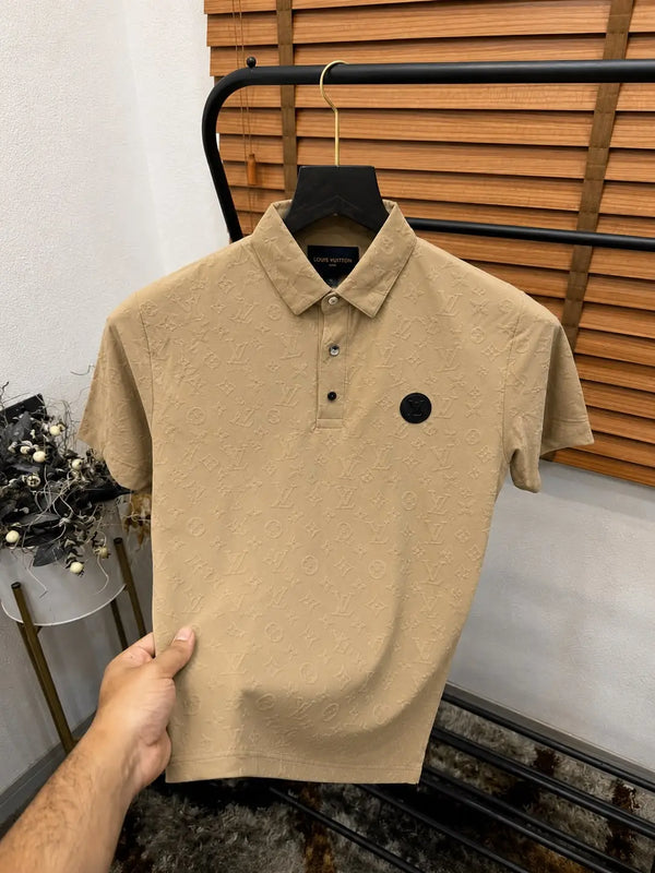Loui_s Vuitton Monogram Embossed Self Print Imported Polo T-shirt