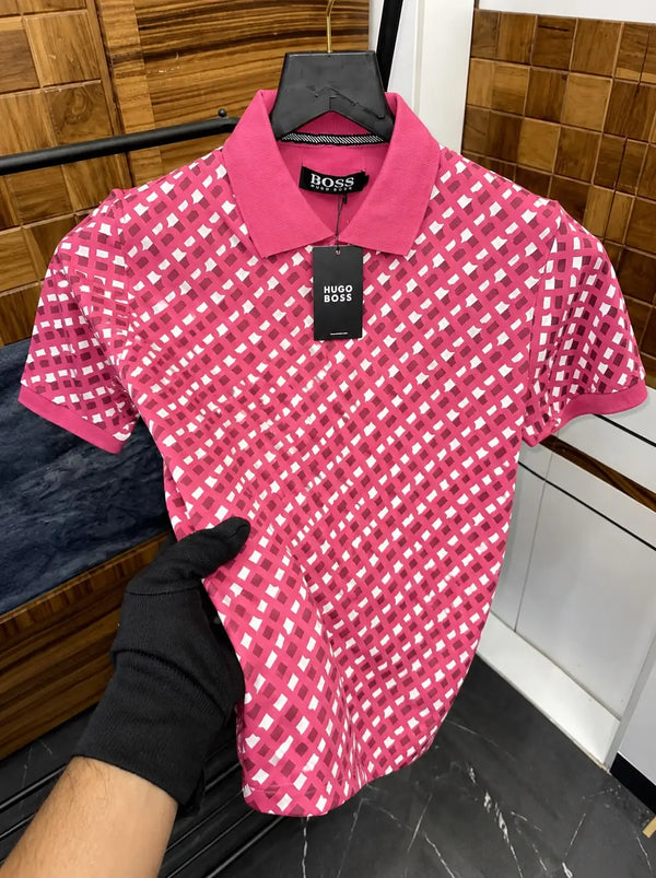 Hugo Bos_s All Over MonogR_am. Print Premium Polo T-shirt
