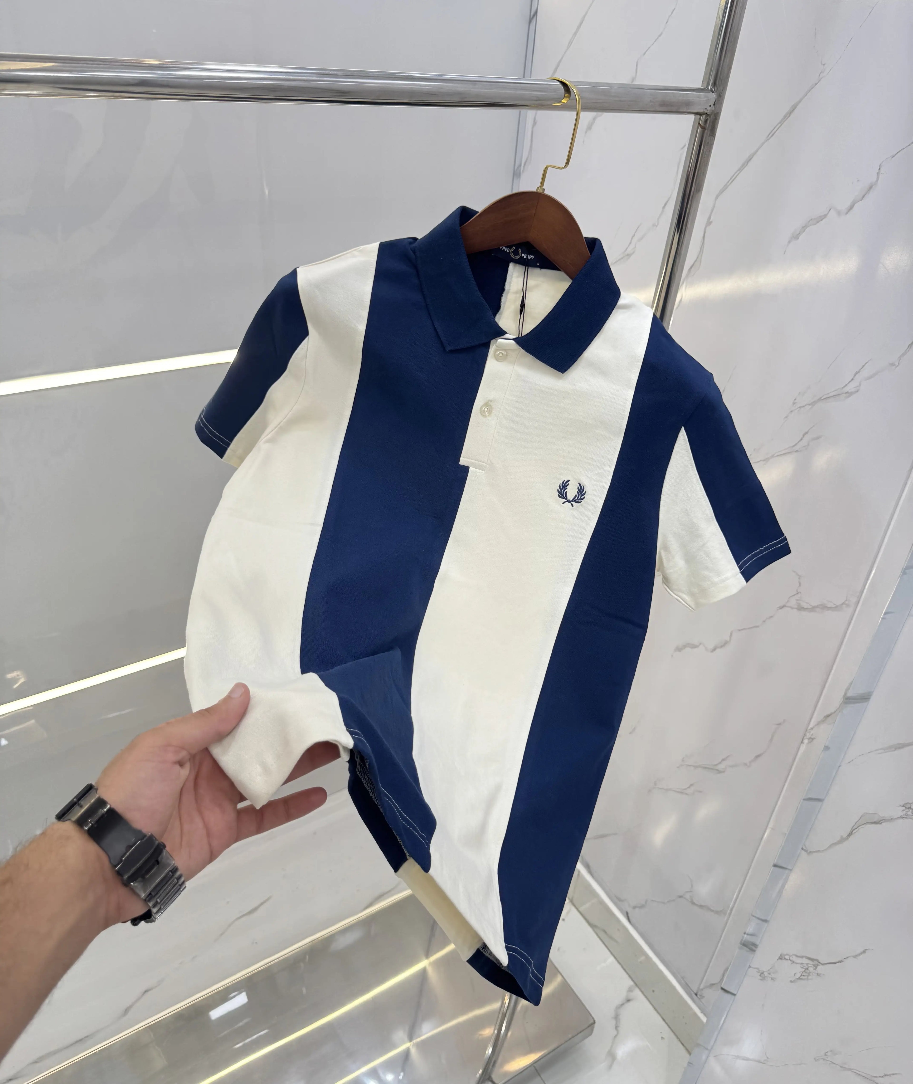 Fredperr y Blue Cream Logo Work Premium Polo T-shirt