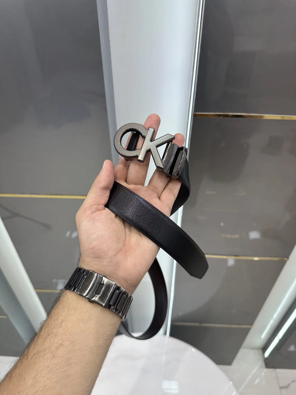 Calvin Klei n Grey Premium Imported Belt Autolock ck890