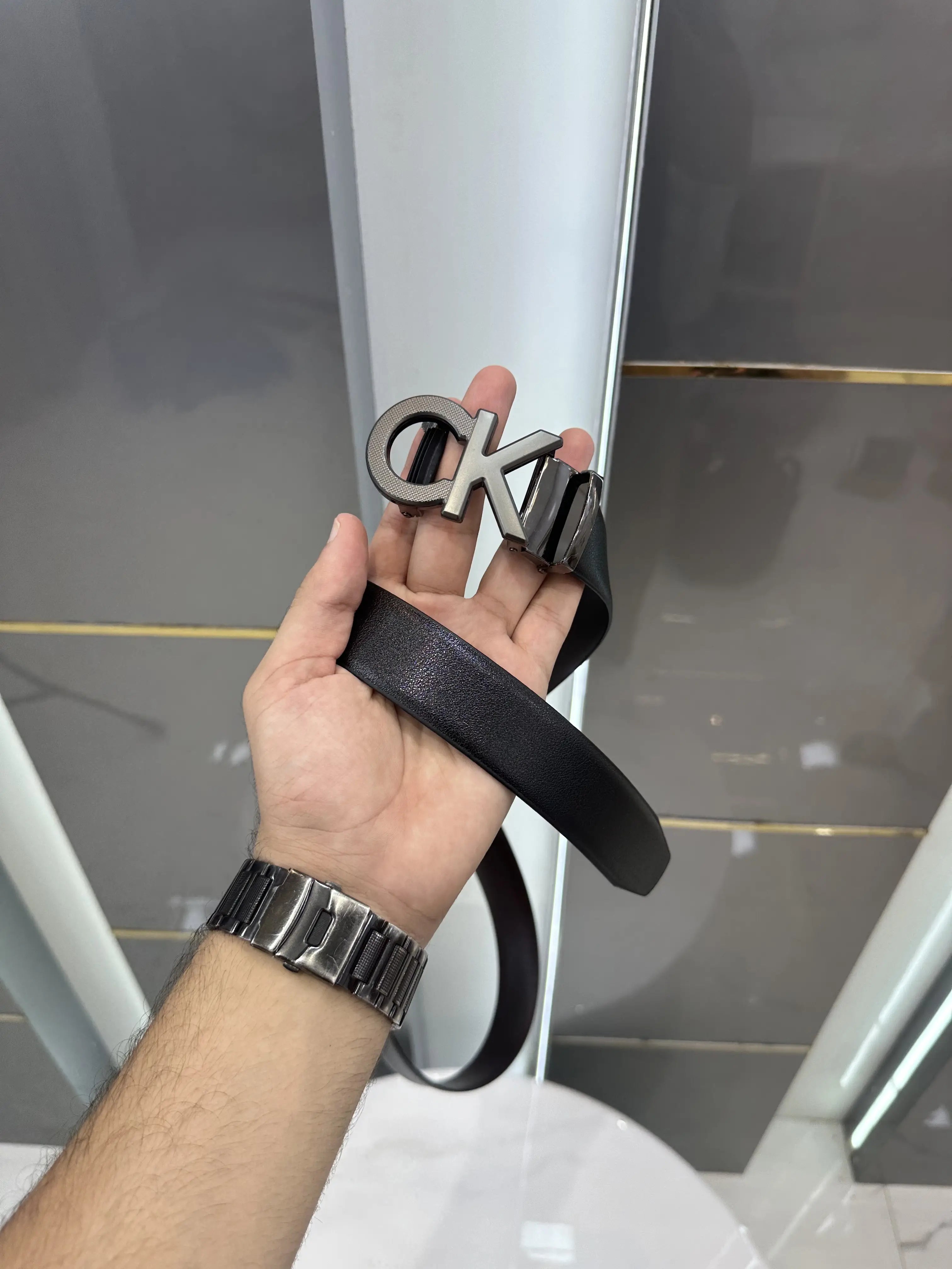 Calvin Klei n Grey Premium Imported Belt Autolock ck890