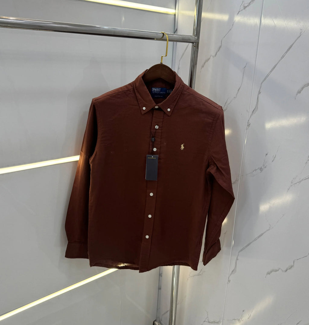 Ralph Lauren Coffee brown Premium linen Shirt