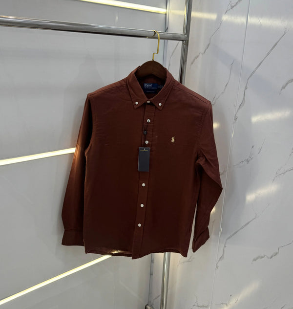 Ralph Lauren Coffee brown Premium linen Shirt