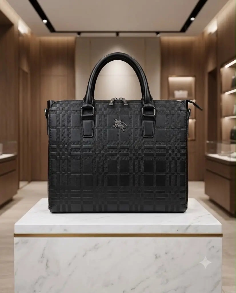 Burberr y Monogram Luxury Premium Imported Black Laptop Bag Blue b56
