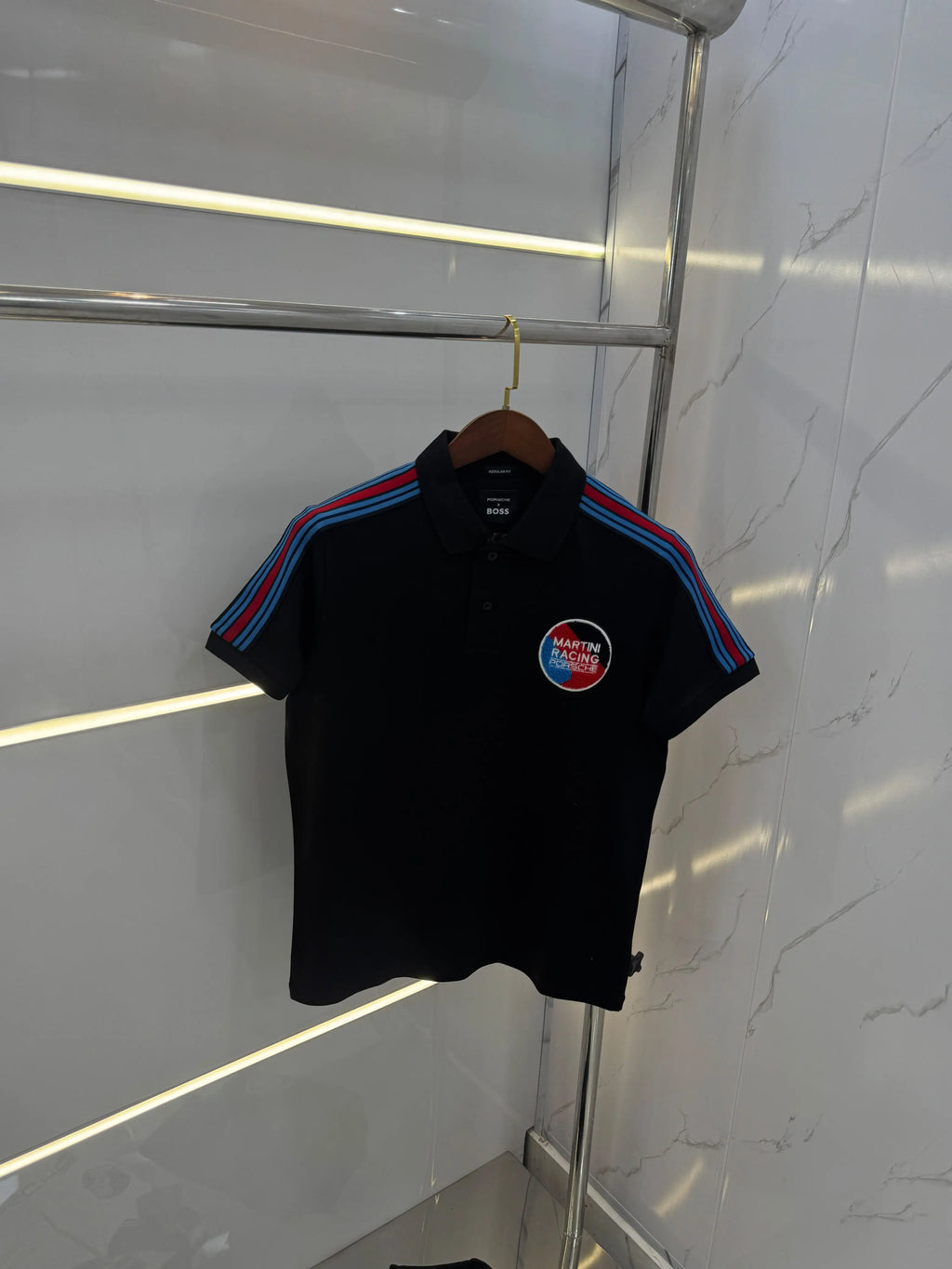 Hug o  Bos s X Porsche Black Logo Work Premium Polo T-shirt