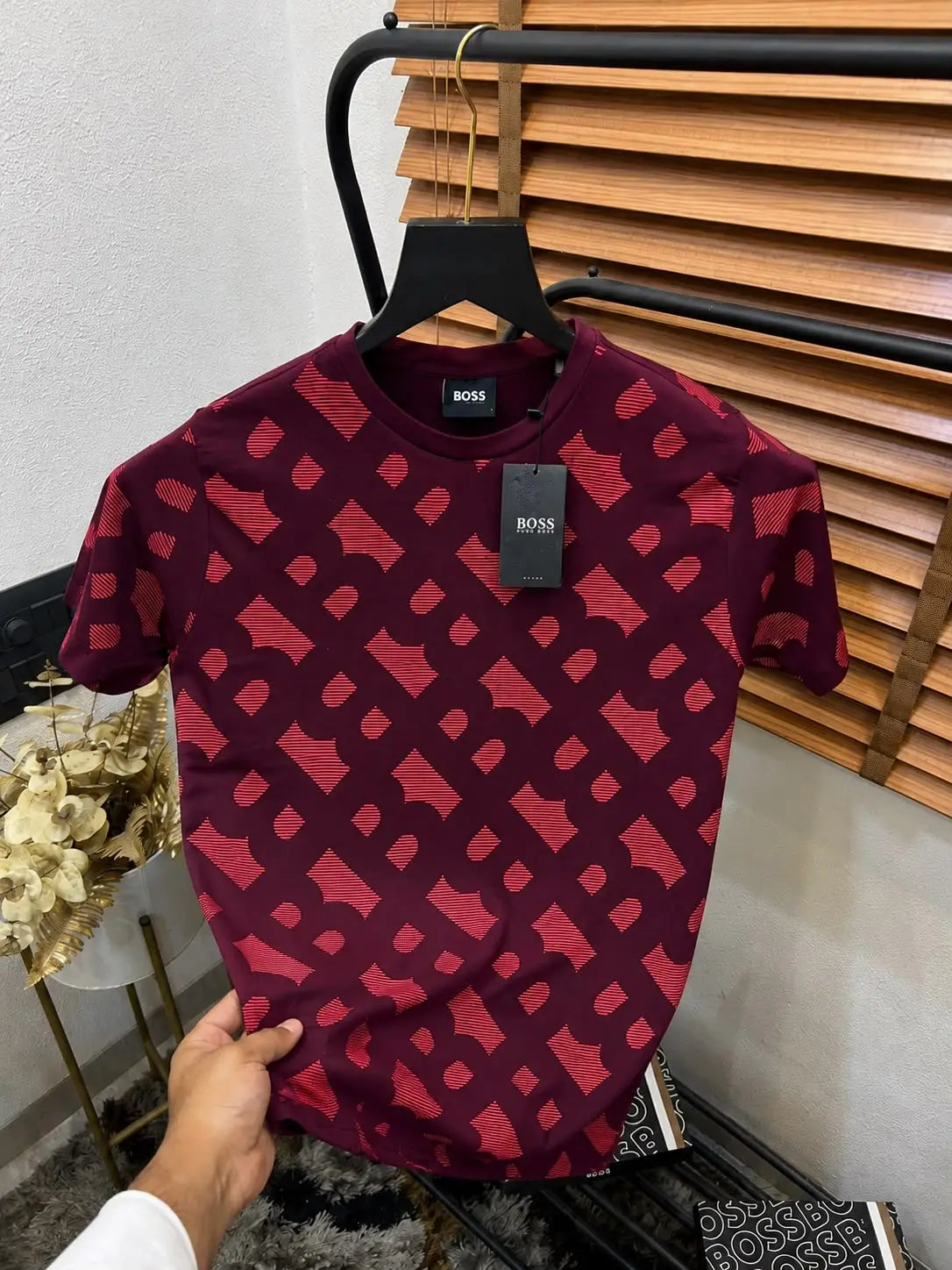 Bos_s Cotton Elastane Printed Premium Crew Neck T-shirt With Brand Box