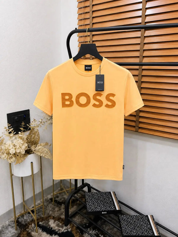 Bos_s Cotton Elastane Printed Premium Crew Neck T-shirt With Brand Box
