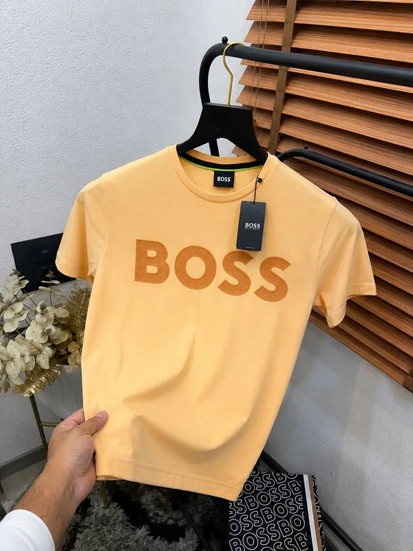 Bos_s Cotton Elastane Printed Premium Crew Neck T-shirt With Brand Box