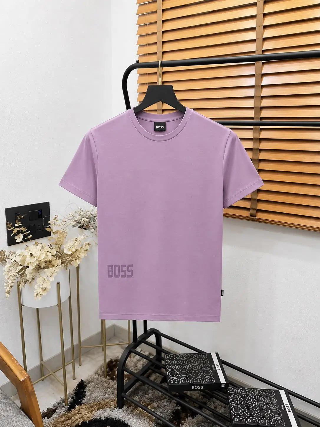 Bos_s Cotton Elastane Printed Premium Crew Neck T-shirt With Brand Box