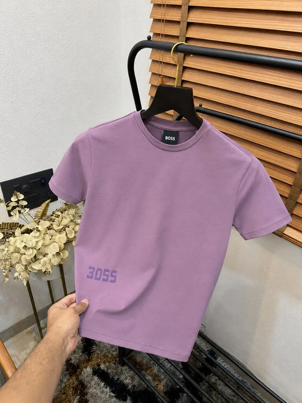 Bos_s Cotton Elastane Printed Premium Crew Neck T-shirt With Brand Box
