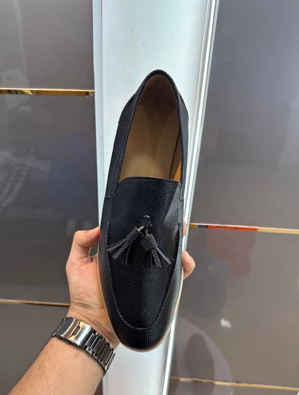 Loro_Piana Black Premium Leather Loafers