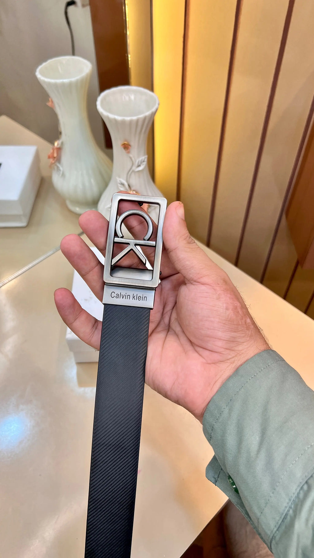 CK CALVIN KLEIN PREMIUM QUALITY IMP REVERSEABLE BELT WITH OG BOX 